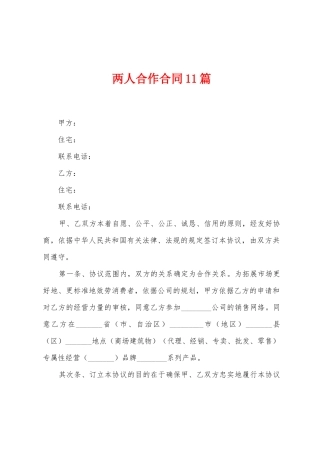 两人合作合同11篇