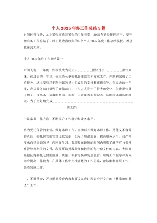 个人2025年终工作总结5篇