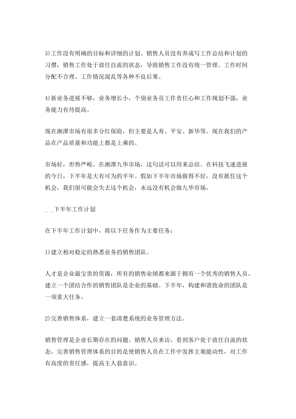 个人下半年销售工作计划范文_第2页