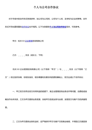 个人与公司合作协议71241