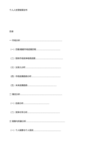 个人人生营销策划书