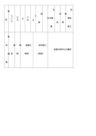 个人先进事迹登记表