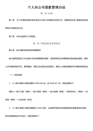 个人向公司借款管理