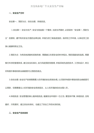 个人安全生产目标