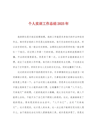 个人实训工作总结2025年