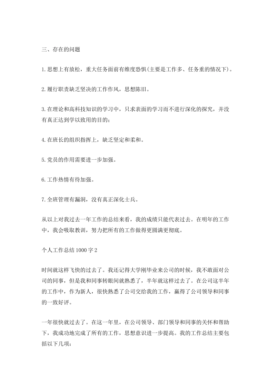 个人工作总结1000字范文_第2页