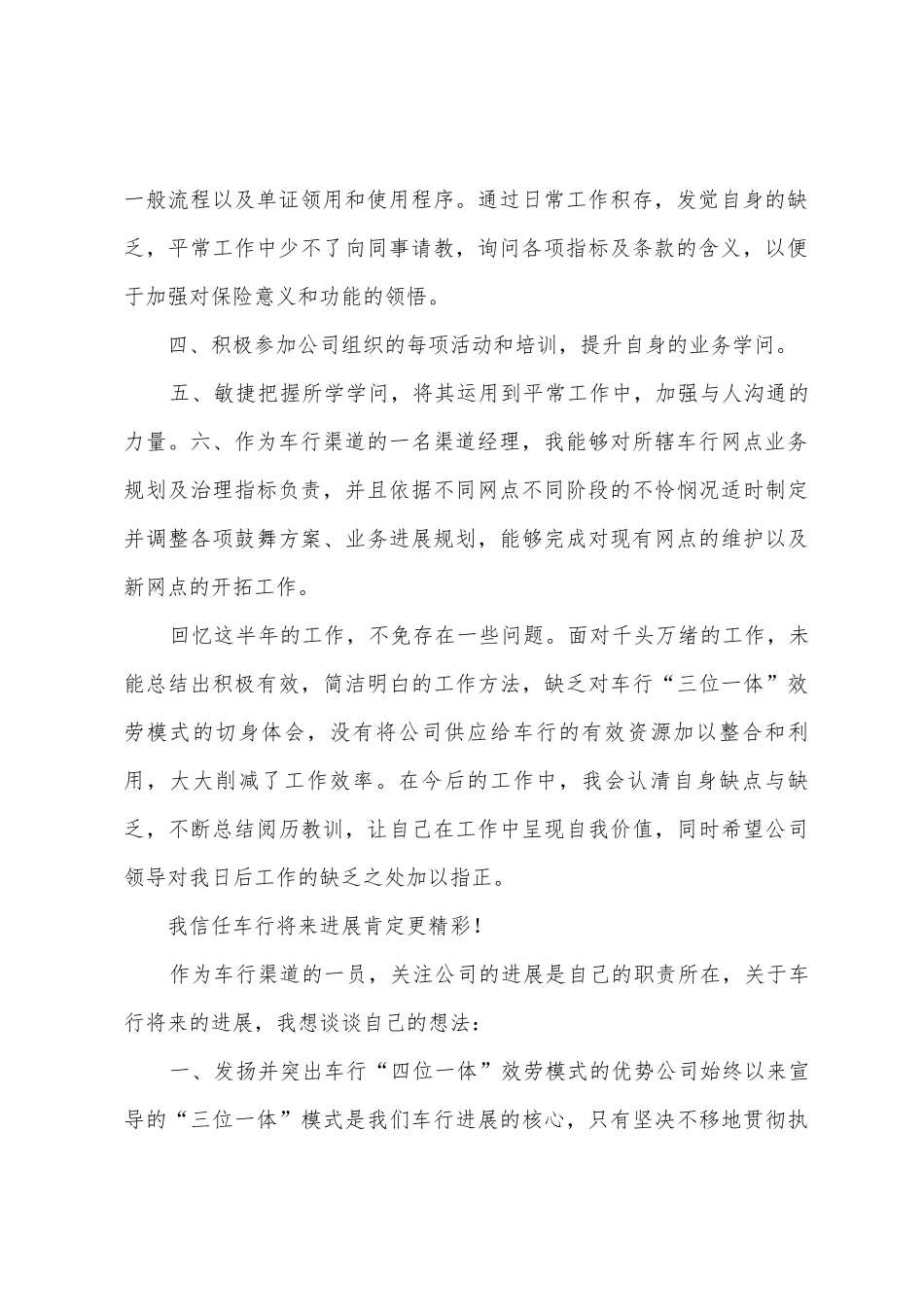 个人工作总结及对车行未来发展的建议_第2页
