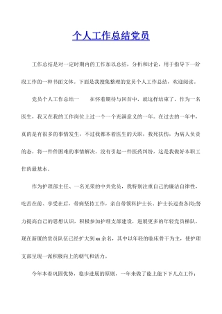 个人工作总结党员