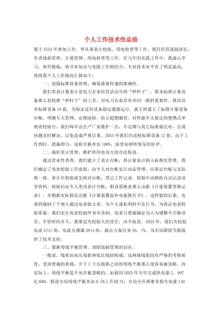 个人工作技术性总结
