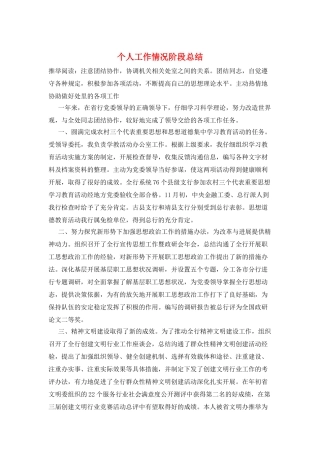 个人工作情况阶段总结
