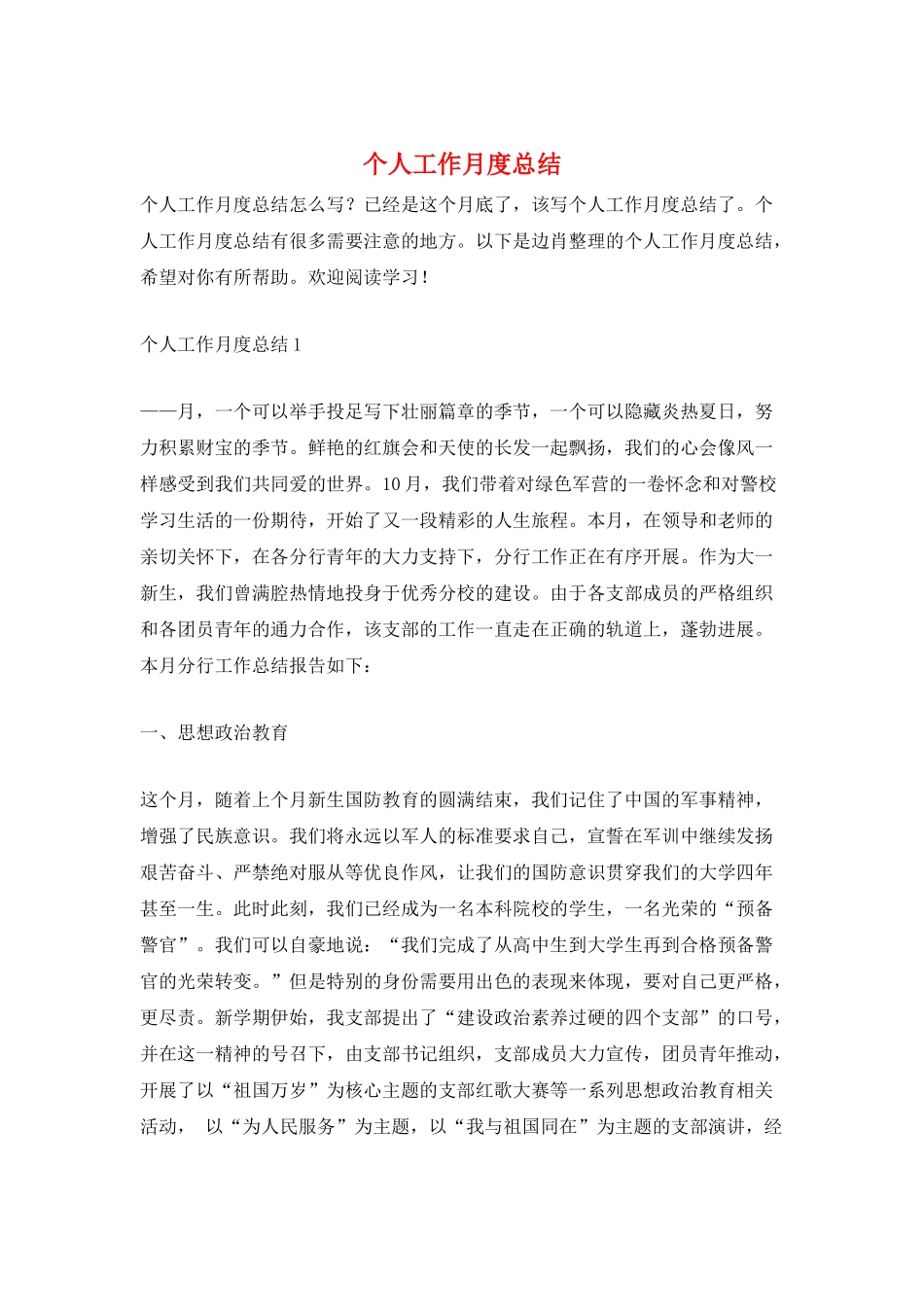 个人工作月度总结_第1页