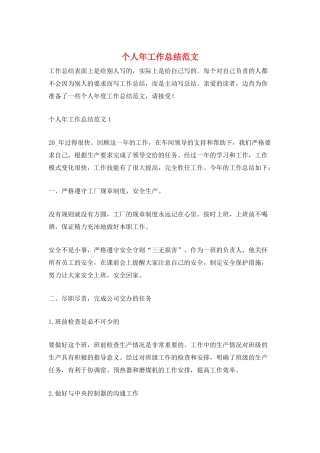 个人年工作总结范文