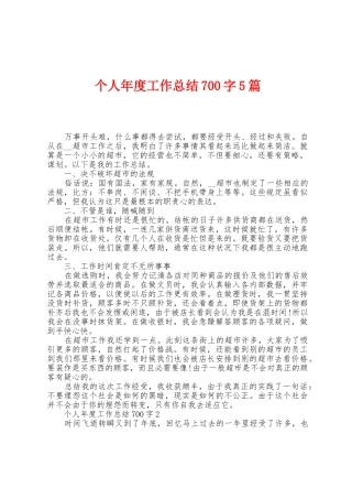个人年度工作总结700字5篇