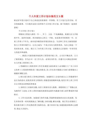 个人年度工作计划合集范文5篇