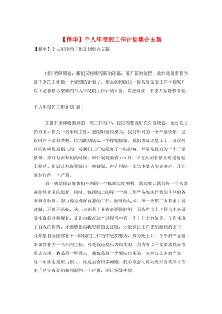 个人年度的工作计划集合五篇