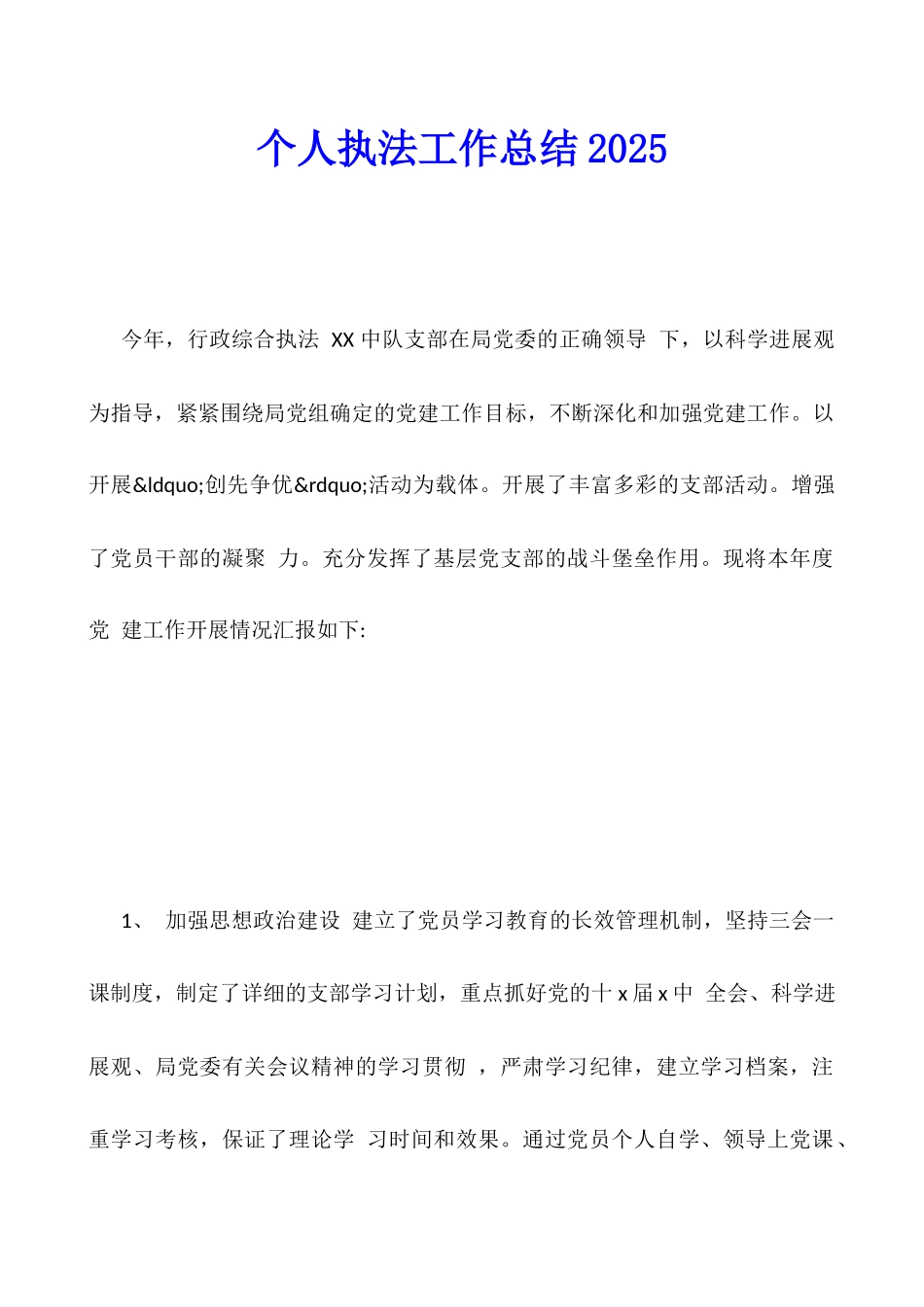 个人执法工作总结2025_第1页