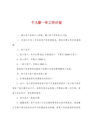 个人新一年工作计划