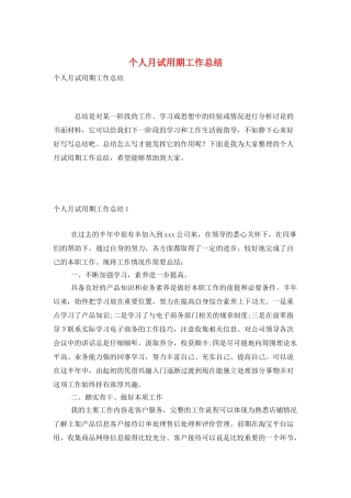个人月试用期工作总结