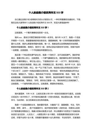 个人的自我介绍优秀作文500字