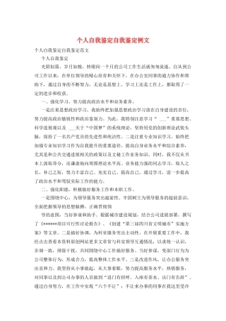 个人自我鉴定自我鉴定例文