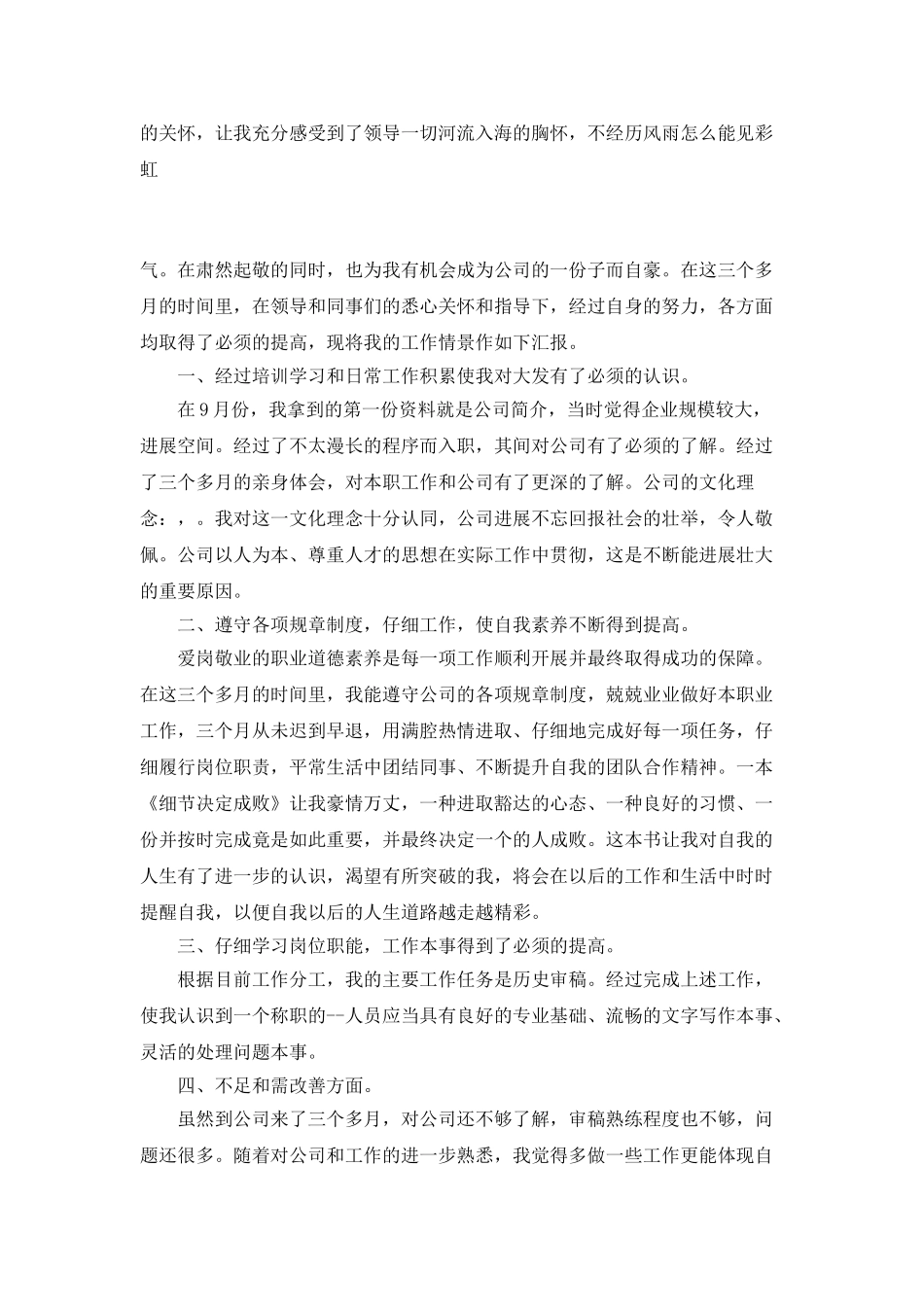 个人试用期内工作总结_第3页