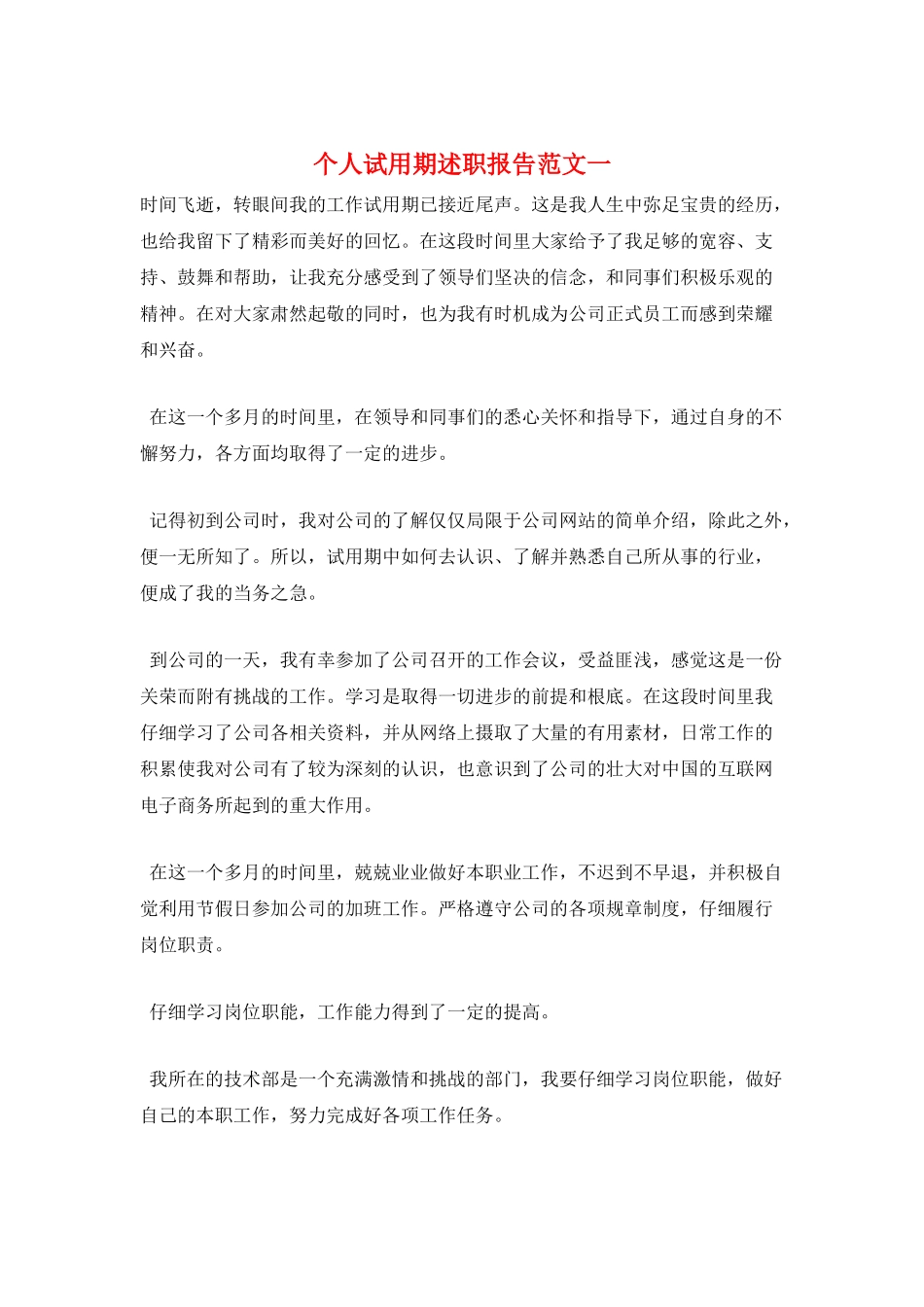 个人试用期述职报告范文一_第1页