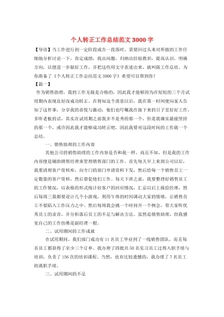 个人转正工作总结范文3000字