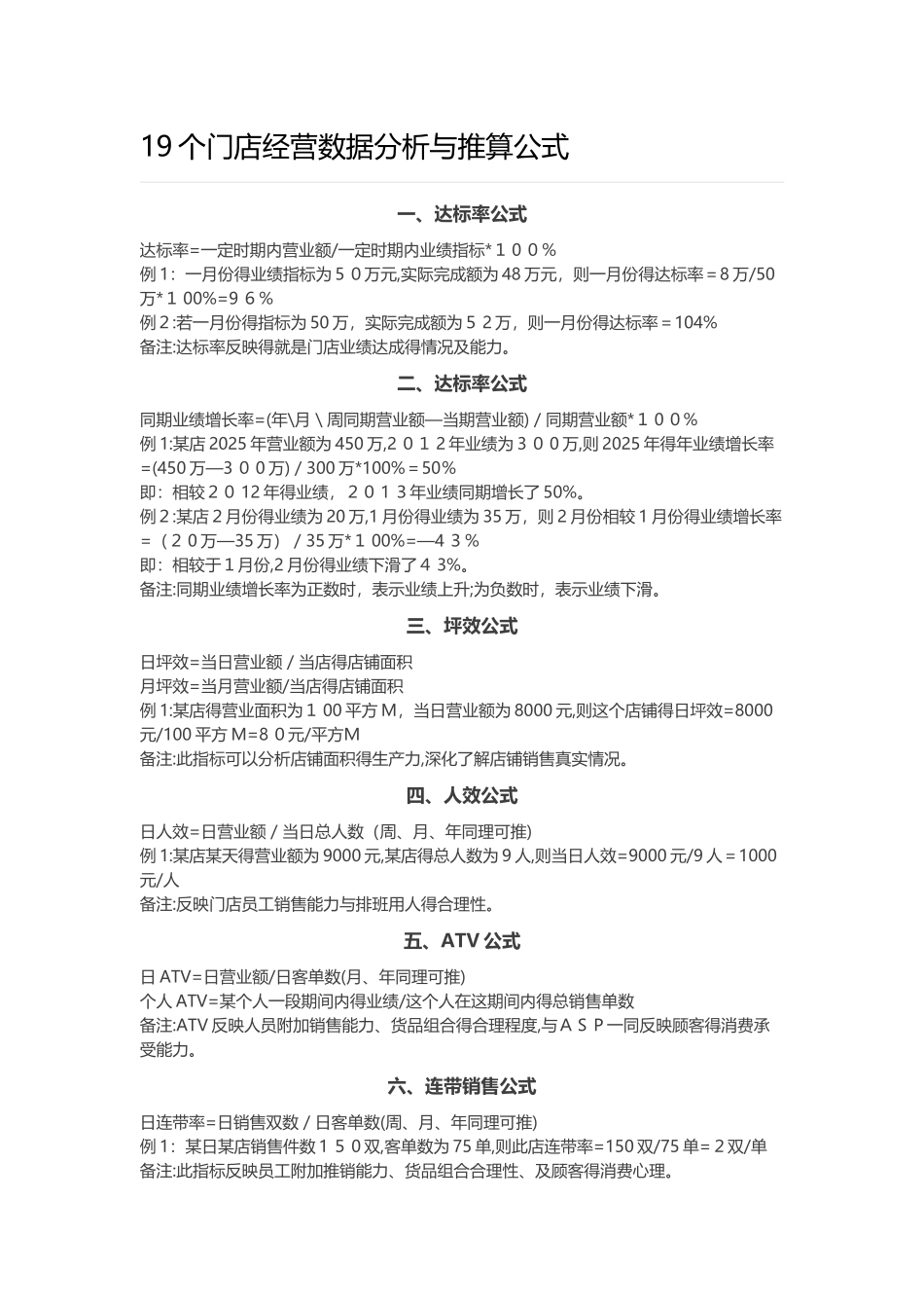 个门店经营数据分析和推算公式_第1页