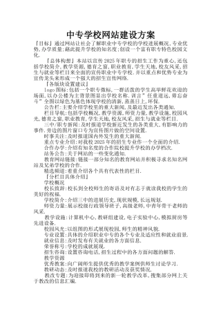 中专学校网站建设方案