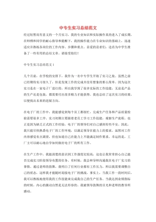 中专生实习总结范文