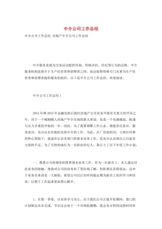 中介公司工作总结