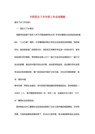 中医医生下乡年度工作总结模板