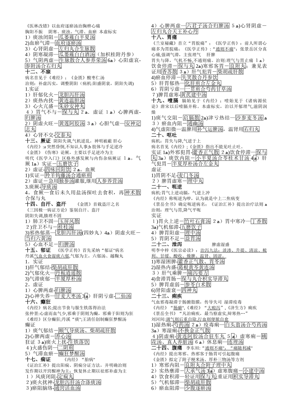 中医内科学整理笔记 方便背诵版_第2页