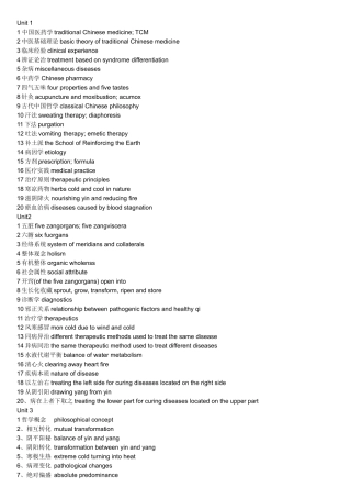 中医英语术语翻译