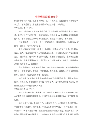 中华魂读后感300字
