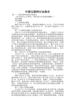 中国互联网研究报告