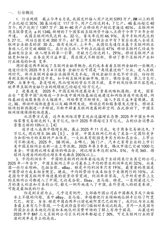 中国互联网行业分析报告