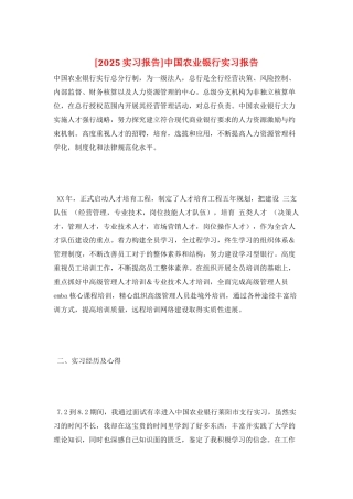 中国农业银行实习报告