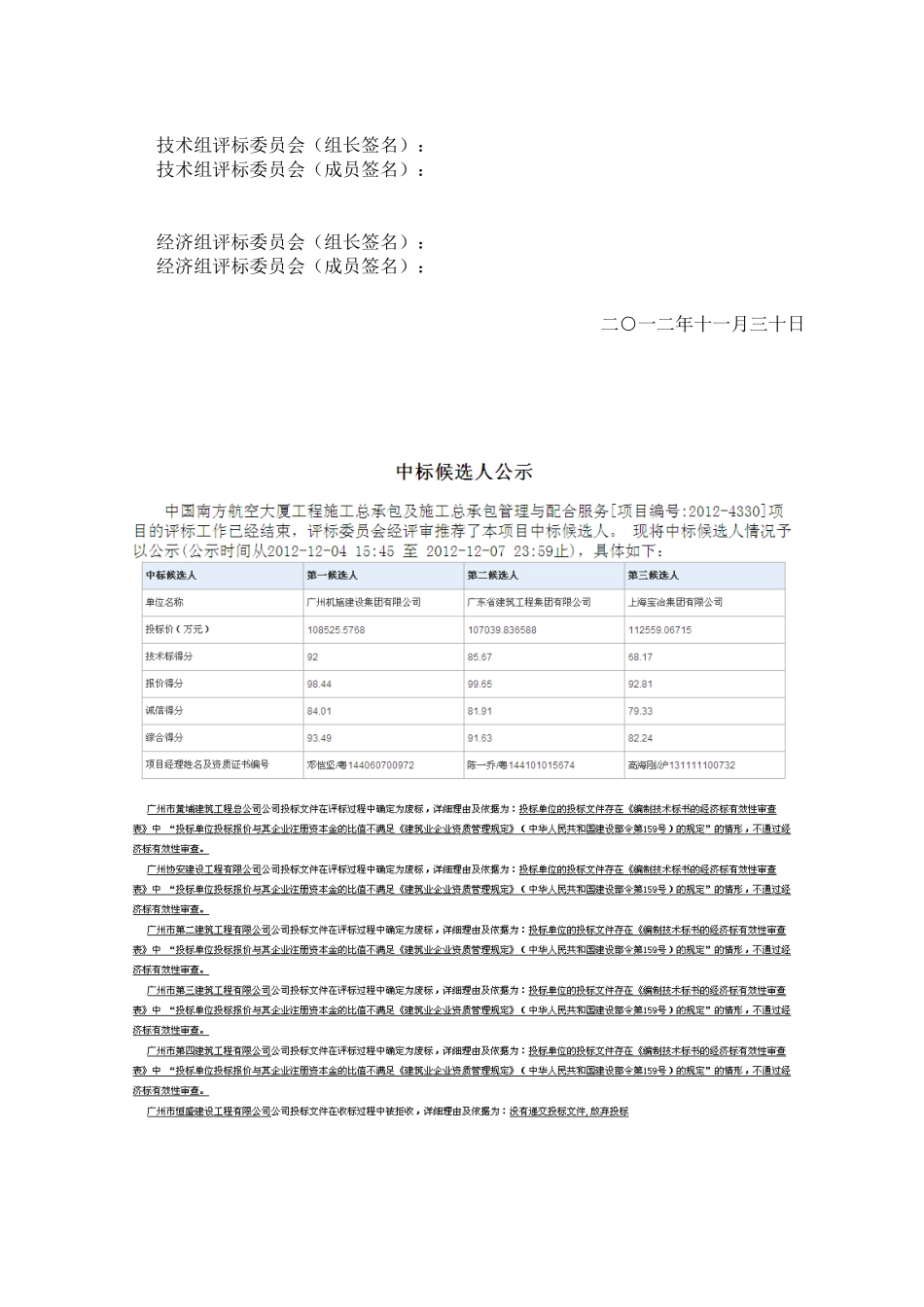 中国南方航空大厦工程施工总承包及施工总承包管理与配合服务评标报告20251130_第3页