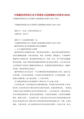 中国磁性材料纸行业专项调查与发展策略分析报告(2025