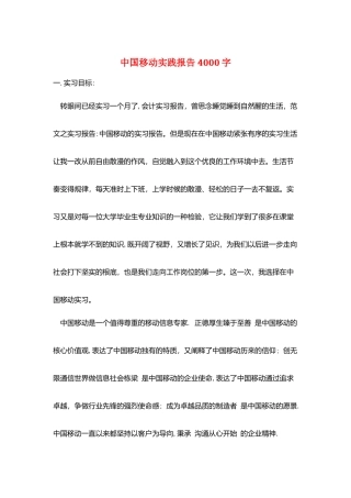 中国移动实践报告4000字