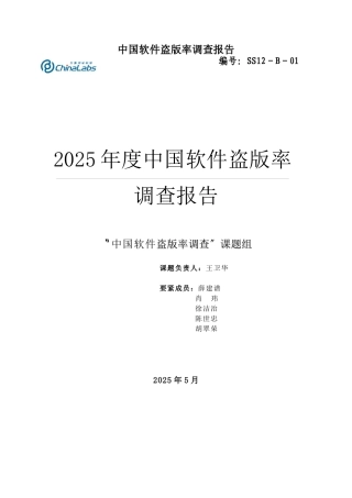 中国软件盗版率调查报告