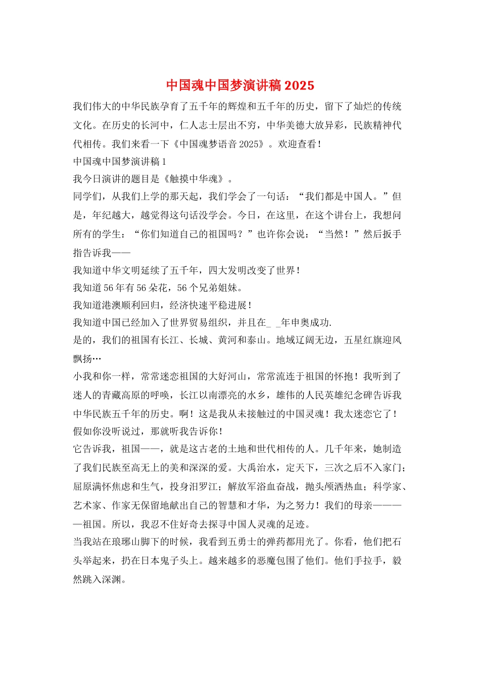 中国魂中国梦演讲稿2025_第1页
