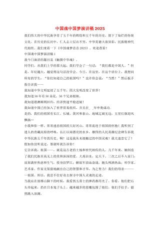 中国魂中国梦演讲稿2025