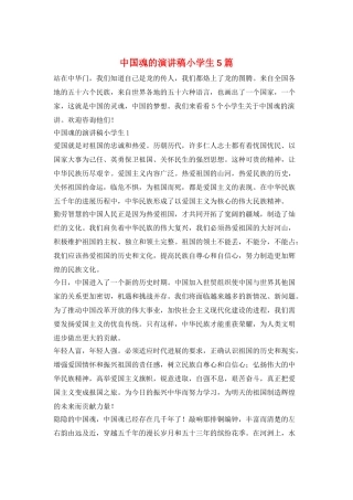 中国魂的演讲稿小学生5篇