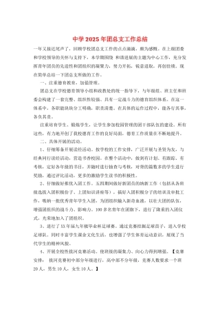 中学2025年团总支工作总结