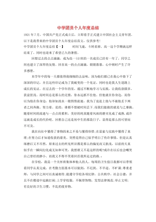 中学团员个人年度总结