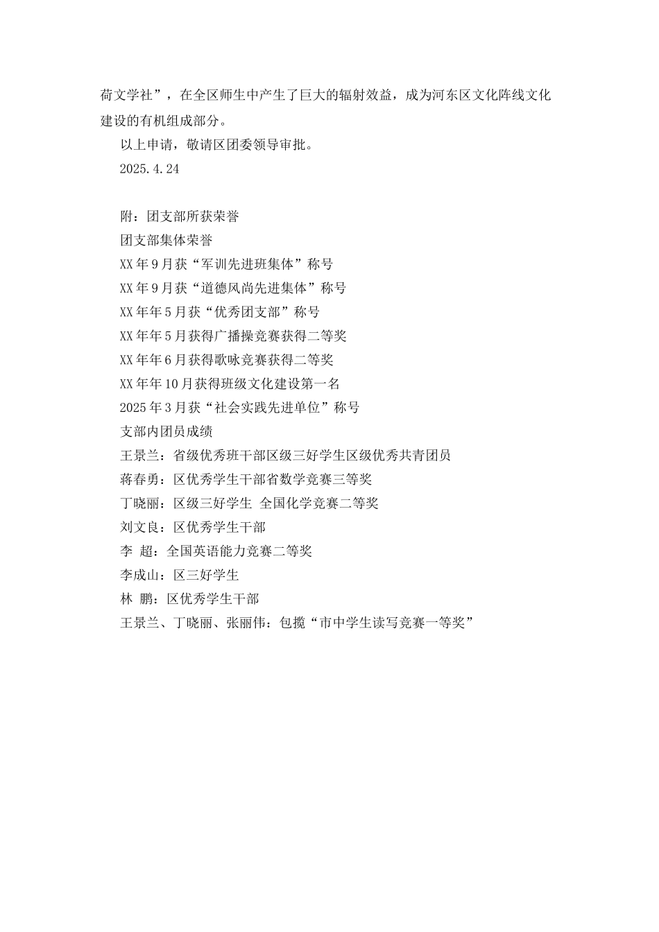 中学团支部“五四红旗团支部”申报材料_第2页