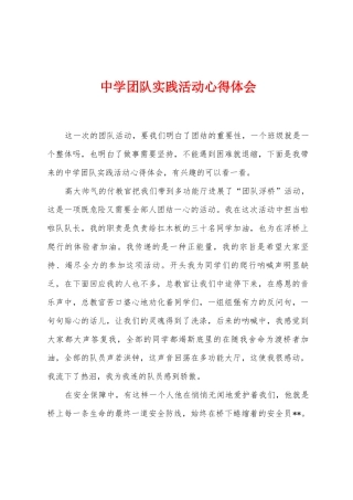 中学团队实践活动心得体会