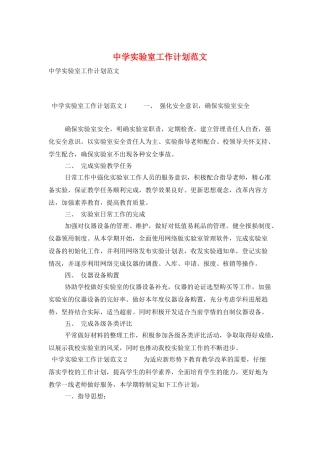 中学实验室工作计划范文
